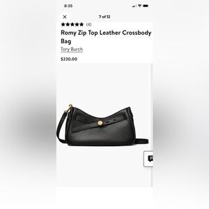 Tory Burch Romy Pebbled Zip Top Crossbody Wild Black / Gold  Metal Ware Small